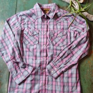 Wrangler Pink and Blue Checkered Casual Shirt
